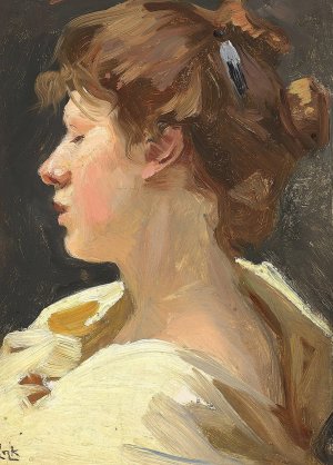 Ung Dame by Erik Henningsen Oil Painting