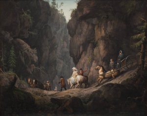 The Passage through Krokkleven near Ringerike in Norway by Erik Pauelsen Oil Painting