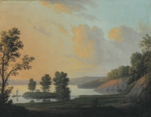 View of the Manor of Dronninggaard across Lake Fure, North Zealand by Erik Pauelsen Oil Painting