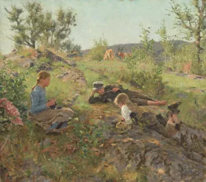 Herders at Tatoy by Erik Werenskiold Oil Painting