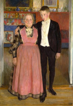 Old Nanny by Erik Werenskiold Oil Painting