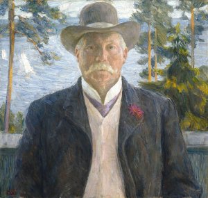 Portrait of the Composer Thorvald Lammers by Erik Werenskiold Oil Painting