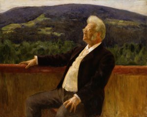 Portrait of the Poet Bjornstjerne Bjornson by Erik Werenskiold Oil Painting