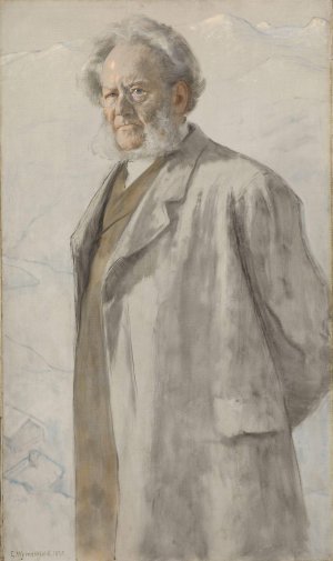 Portrait of the Poet Henrik Ibsen by Erik Werenskiold Oil Painting