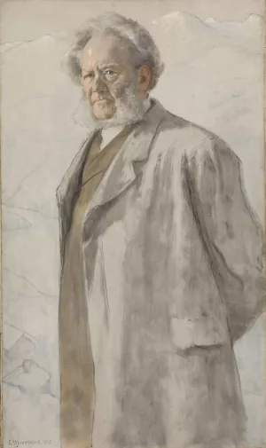 Portrait of the Poet Henrik Ibsen by Erik Werenskiold Oil Painting