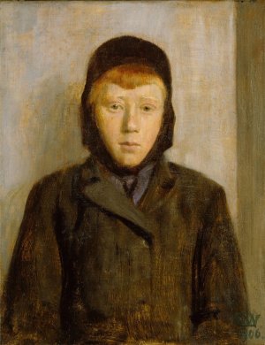 Ung, rodharet gutt by Erik Werenskiold Oil Painting