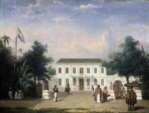 House on the Rijswijk, Batavia by Ernest Alfred Hardouin Oil Painting
