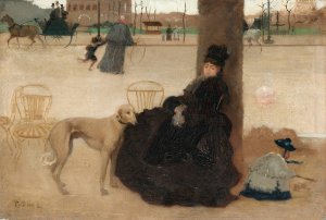 Young mother with her child in a park by Ernest-Ange Duez Oil Painting