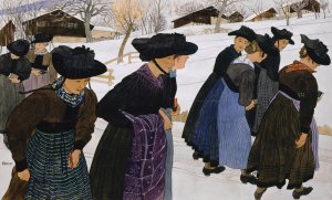 Lausanne Filles allant a la messe by Ernest Bieler Oil Painting