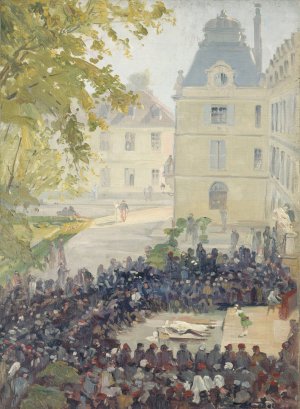 Concert donne aux blesses dans la cour de l'hopital militaire du Val-de-Grace by Ernest Boudet Oil Painting