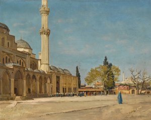 Devant La Mosquee, Constantinople by Ernest Buttura Oil Painting