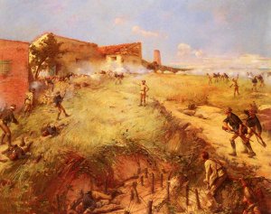 The Battle Of San Juan Hill, Cuba, 1898 by Ernest Jean Delahaye Oil Painting