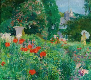 Elegant Dans Le Champ De Coquelicots by Ernest Jean Joseph Godfrinon Oil Painting