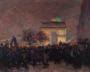 11 novembre 1920. Installation des cendres du soldat inconnu sous l'Arc de Triomphe de l'Etoile by Ernest Jules Renoux Oil Painting