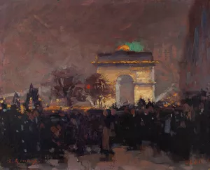 11 novembre 1920. Installation des cendres du soldat inconnu sous l'Arc de Triomphe de l'Etoile Oil painting by Ernest Jules Renoux