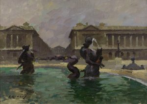 La Place de la Concorde et la rue Royale by Ernest Jules Renoux Oil Painting
