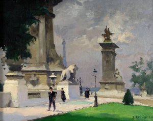 L'Entree du Pont Alexandre III by Ernest Jules Renoux Oil Painting