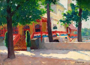 Un pavillon de l'Exposition des Arts decoratifs by Ernest Jules Renoux Oil Painting
