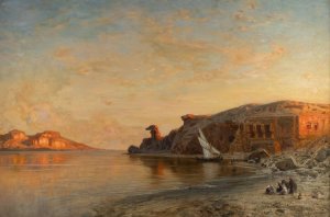 Evening in Egypt by the Nile at Gebel es-Silsila by Ernest Karl Eugen Koerner Oil Painting