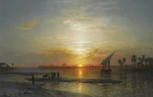 Twilight on the Nile by Ernest Karl Eugen Koerner Oil Painting