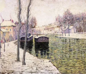 Barges on the Seine painting by Ernest Lawson