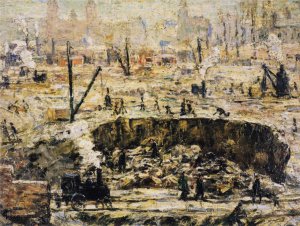 Excavation - Penn Station by Ernest Lawson Oil Painting