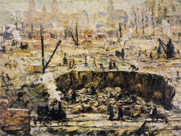Excavation - Penn Station by Ernest Lawson - Hand-Painted Oil Painting Reproduction