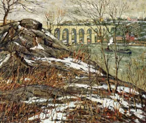 Harlem River in Winter by Ernest Lawson Oil Painting