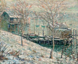 Harlem River Winter Scene by Ernest Lawson Oil Painting