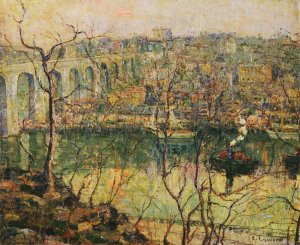 High Bridge, Early Moon by Ernest Lawson Oil Painting