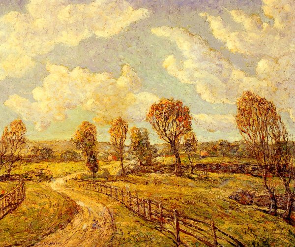 New England Landscape
 by Ernest Lawson - Hand-Painted Oil Painting Reproduction