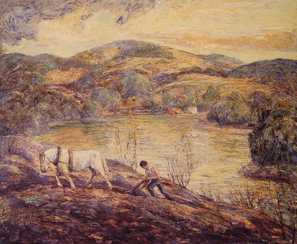 Ploughing by Ernest Lawson - Hand-Painted Oil Painting Reproduction