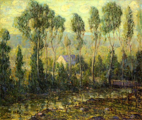 Main Product Photo of Poplars Along a River Painting by Ernest Lawson
