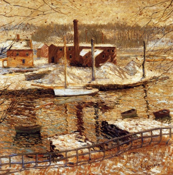 Main Product Photo of River Scene in Winter Painting by Ernest Lawson