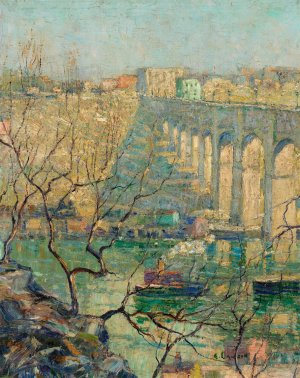View of the Bridge by Ernest Lawson Oil Painting