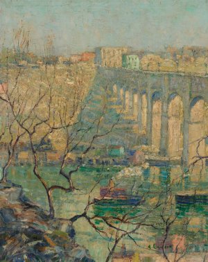 View of the Bridge by Ernest Lawson Oil Painting