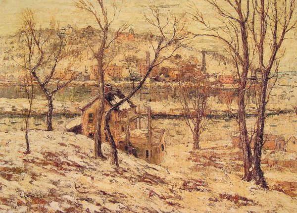 Winter on the Harlem River by Ernest Lawson - Hand-Painted Oil Painting Reproduction