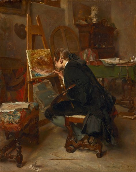 Main Product Photo of A Painter  Painting by Ernest Meissonier