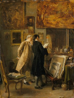 An Artist showing his Work by Ernest Meissonier Oil Painting