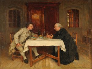 Le vin du cure by Ernest Meissonier Oil Painting