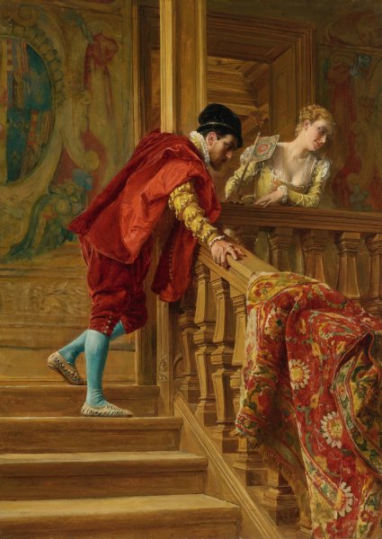 Main Product Photo of Sur L'escalier  Painting by Ernest Meissonier