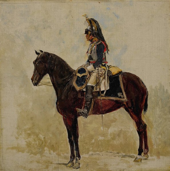 Main Product Photo of Un Cuirassier  Painting by Ernest Meissonier