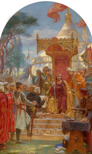 King John granting Magna Carta by Ernest Normand Oil Painting