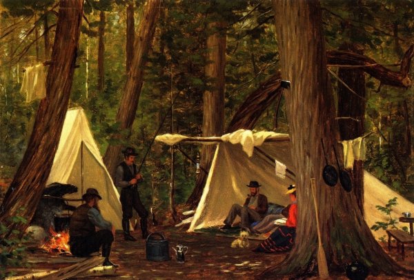 Camp at Mooeshead Lake, Maine by Ernest Wadsworth Longfellow - Hand-Painted Oil Painting Reproduction