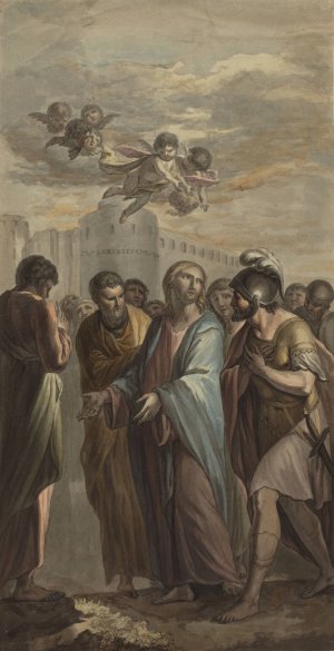 Christ with Apostles and a Roman Soldier by Ernest Zacharias Platner Oil Painting