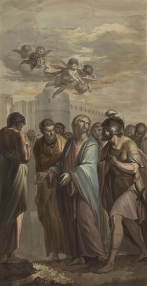 Christ with Apostles and a Roman Soldier by Ernest Zacharias Platner Oil Painting