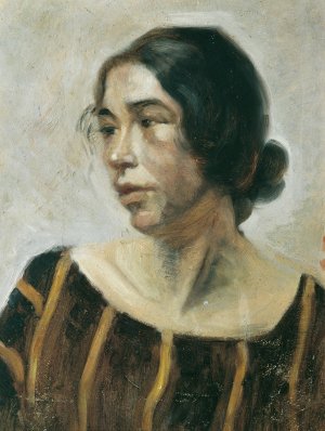 Dame in gestreiftem Kleid by Ernestine Von Huttenbrenner Oil Painting