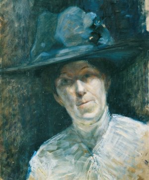 Dame mit blauem Hut by Ernestine Von Huttenbrenner Oil Painting