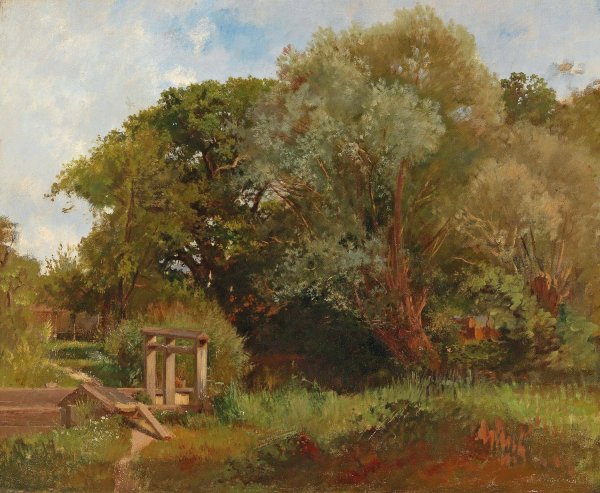 By the Mill Weir by Ernestine Von Kirchsberg - Hand-Painted Oil Painting Reproduction