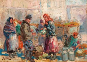 At the Market by Erno Erb Oil Painting